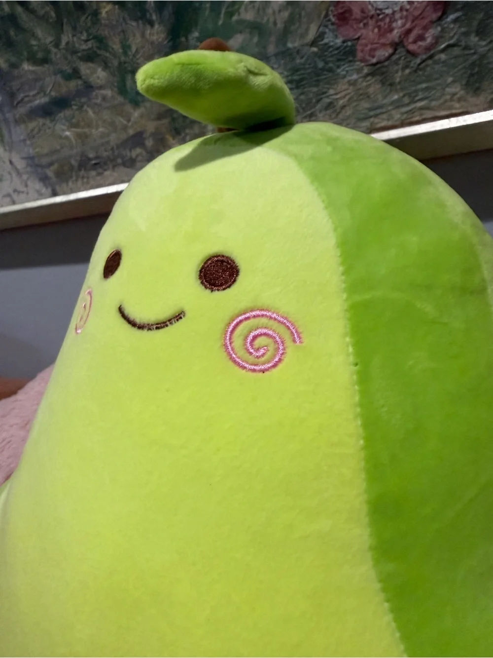 Cute Avocado Plush Pillow - Bright Lime Green